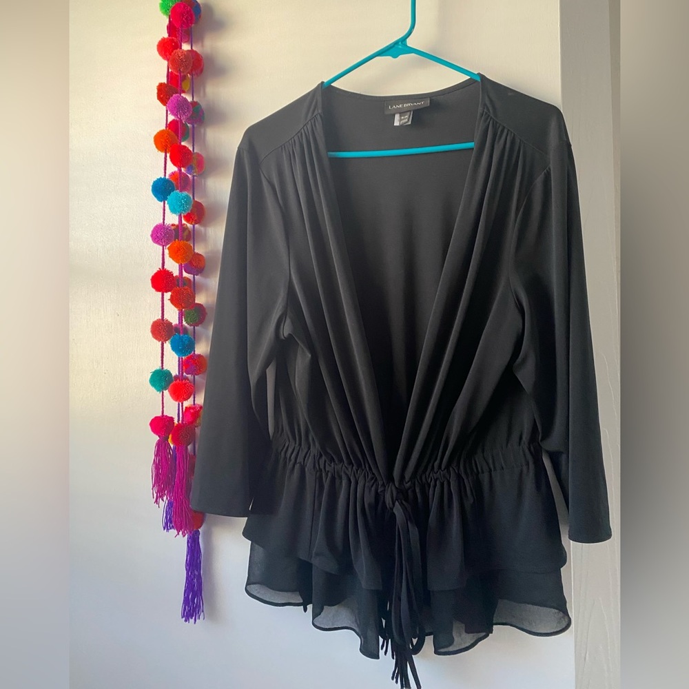 Lane Bryant black casual suit jacket / cardigan - size: 18/20